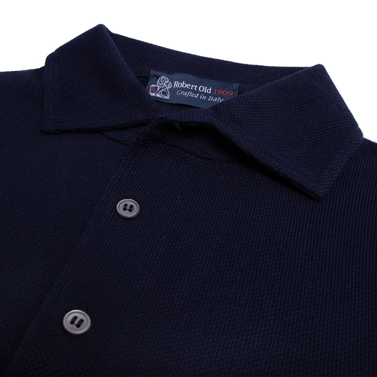 Navy Knit Short Sleeve Polo Sweater Robert Old Co