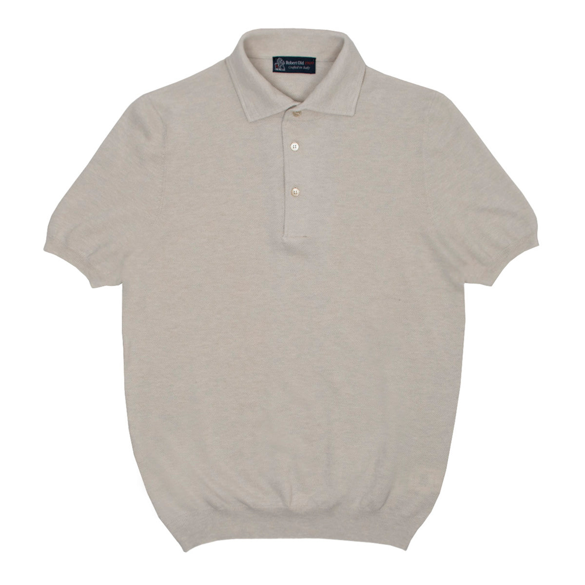 Beige Cotton Pique Short Sleeve Polo Shirt