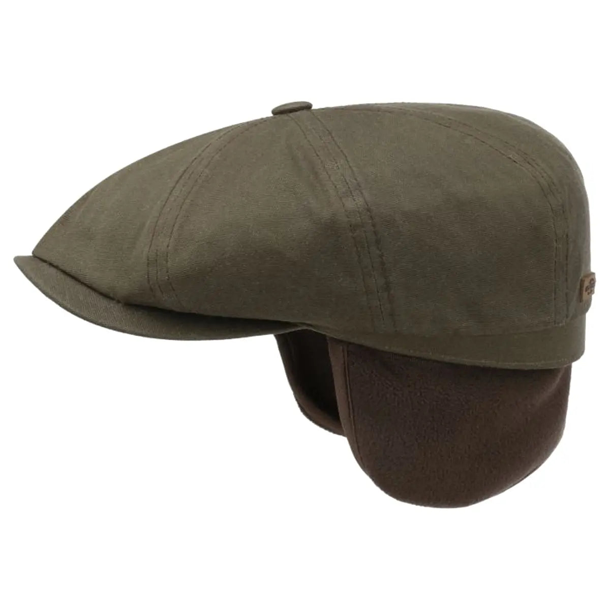 Olive Hatteras Wax Flat Cap with Ear Flaps Robert Old Co