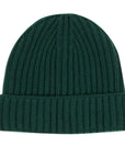 Fisherman Knit 8ply Cashmere Beanie Hat - Bottle Green