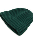 Fisherman Knit 8ply Cashmere Beanie Hat - Bottle Green