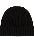 Fisherman Knit 8ply Cashmere Beanie  Hat - Black