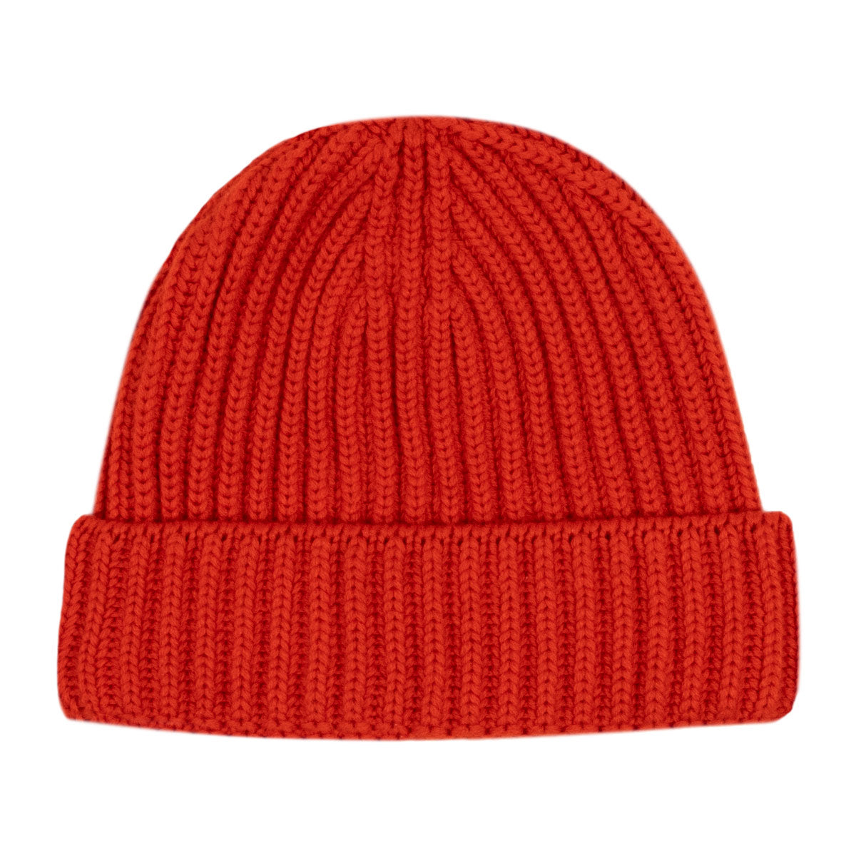 Fisherman Knit 8ply Cashmere Beanie Hat - Chilli red