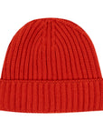 Fisherman Knit 8ply Cashmere Beanie Hat - Chilli red