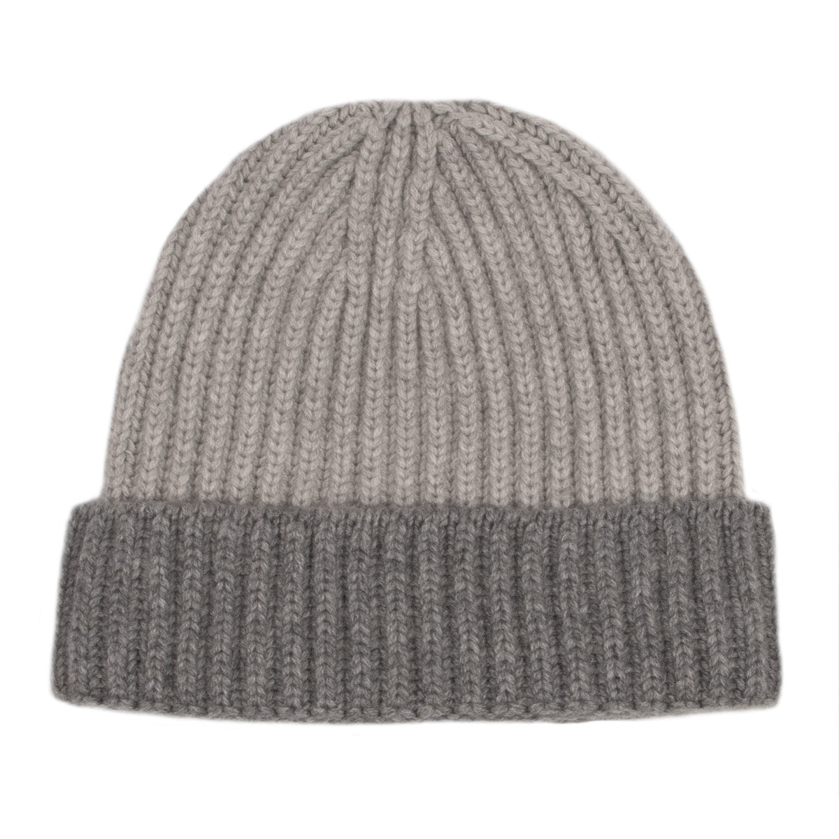 Fisherman Knit 8ply Cashmere Beanie Hat - Grey Flannel