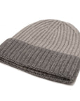 Fisherman Knit 8ply Cashmere Beanie Hat - Grey Flannel