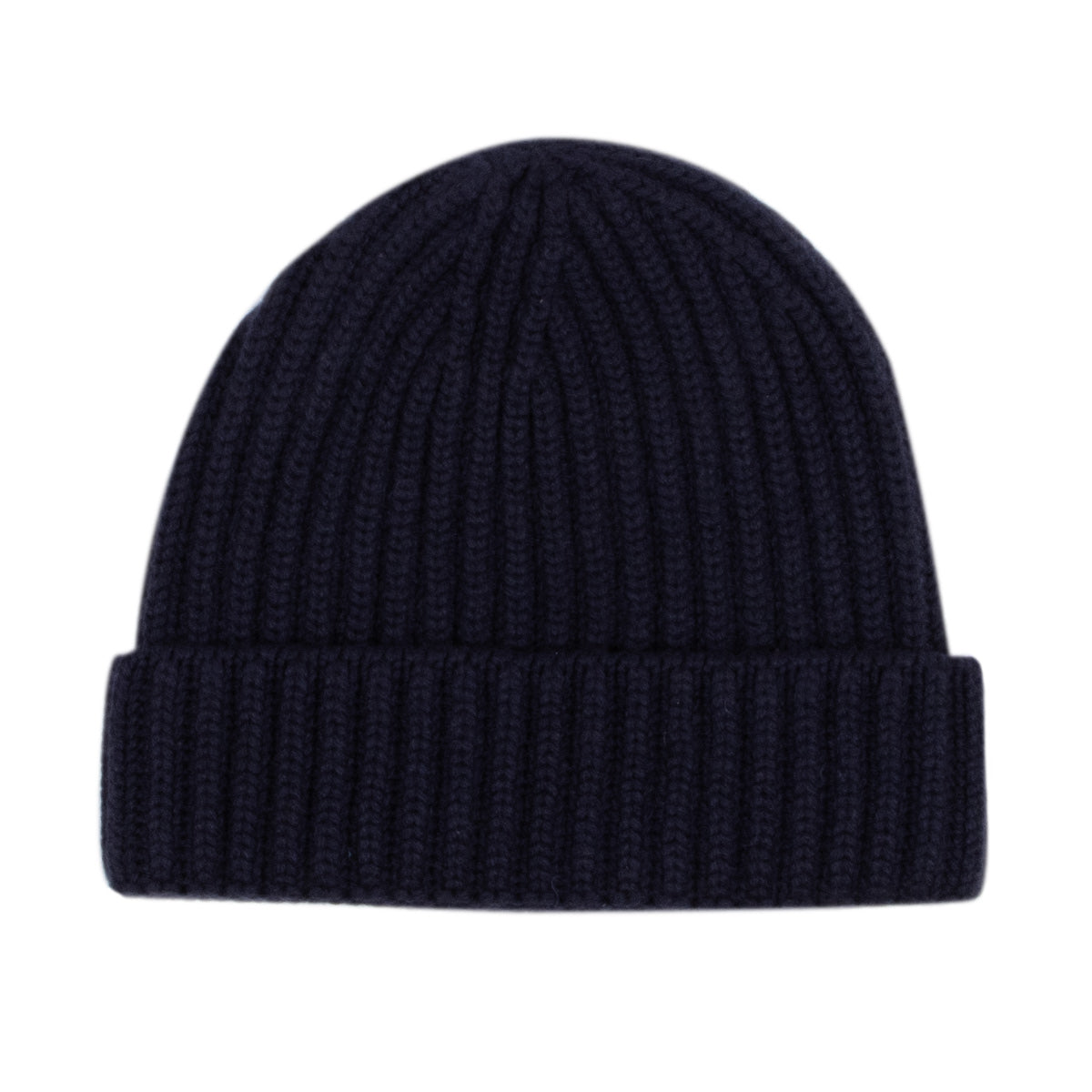 Fisherman Knit 8ply Cashmere Beanie  Hat - Dark Navy