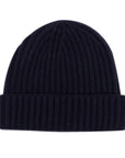 Fisherman Knit 8ply Cashmere Beanie  Hat - Dark Navy