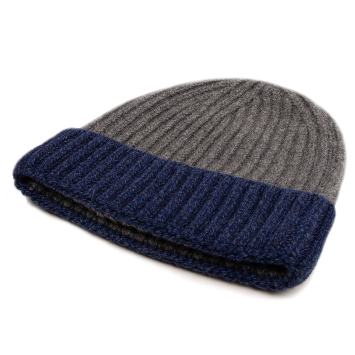 Fisherman Knit 8ply Cashmere Hat - Navy Marl - Derby CAPS & HATS Robert Old