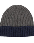 Fisherman Knit 8ply Cashmere Beanie Hat - Navy Marl - Derby