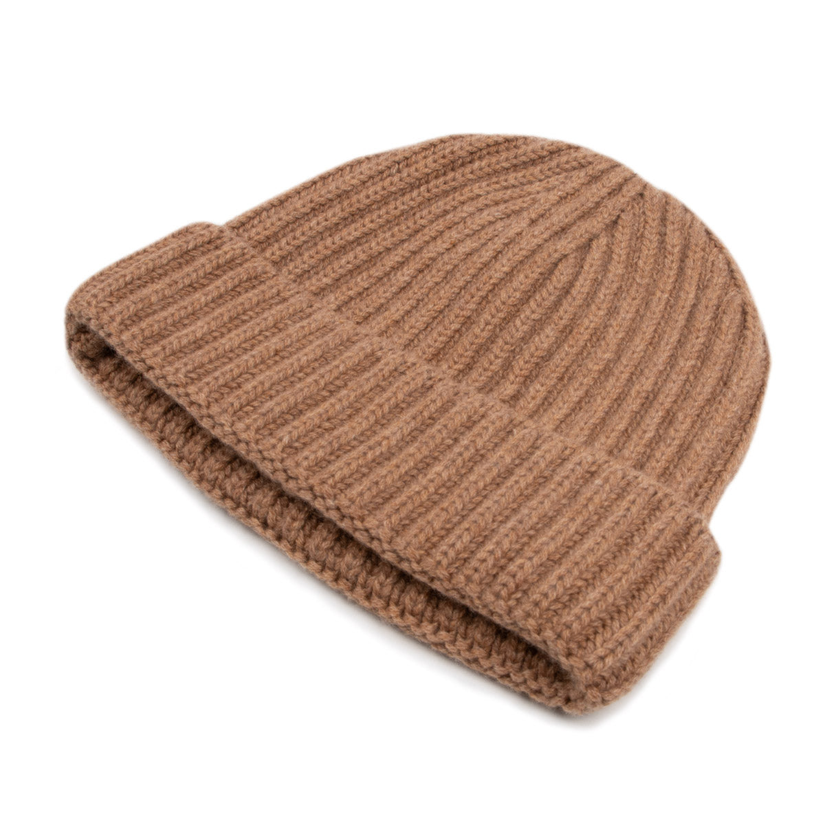 Fisherman Knit 8ply Cashmere Beanie Hat - Savannah Brown