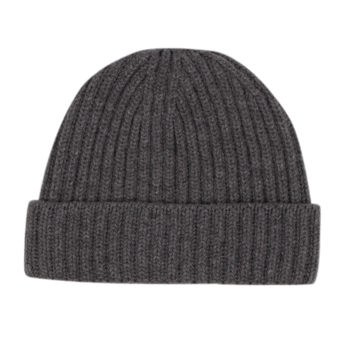 Fisherman Knit 8ply Cashmere Beanie Hat - Smog Grey