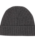 Fisherman Knit 8ply Cashmere Beanie Hat - Smog Grey