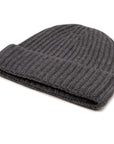 Fisherman Knit 8ply Cashmere Beanie Hat - Smog Grey