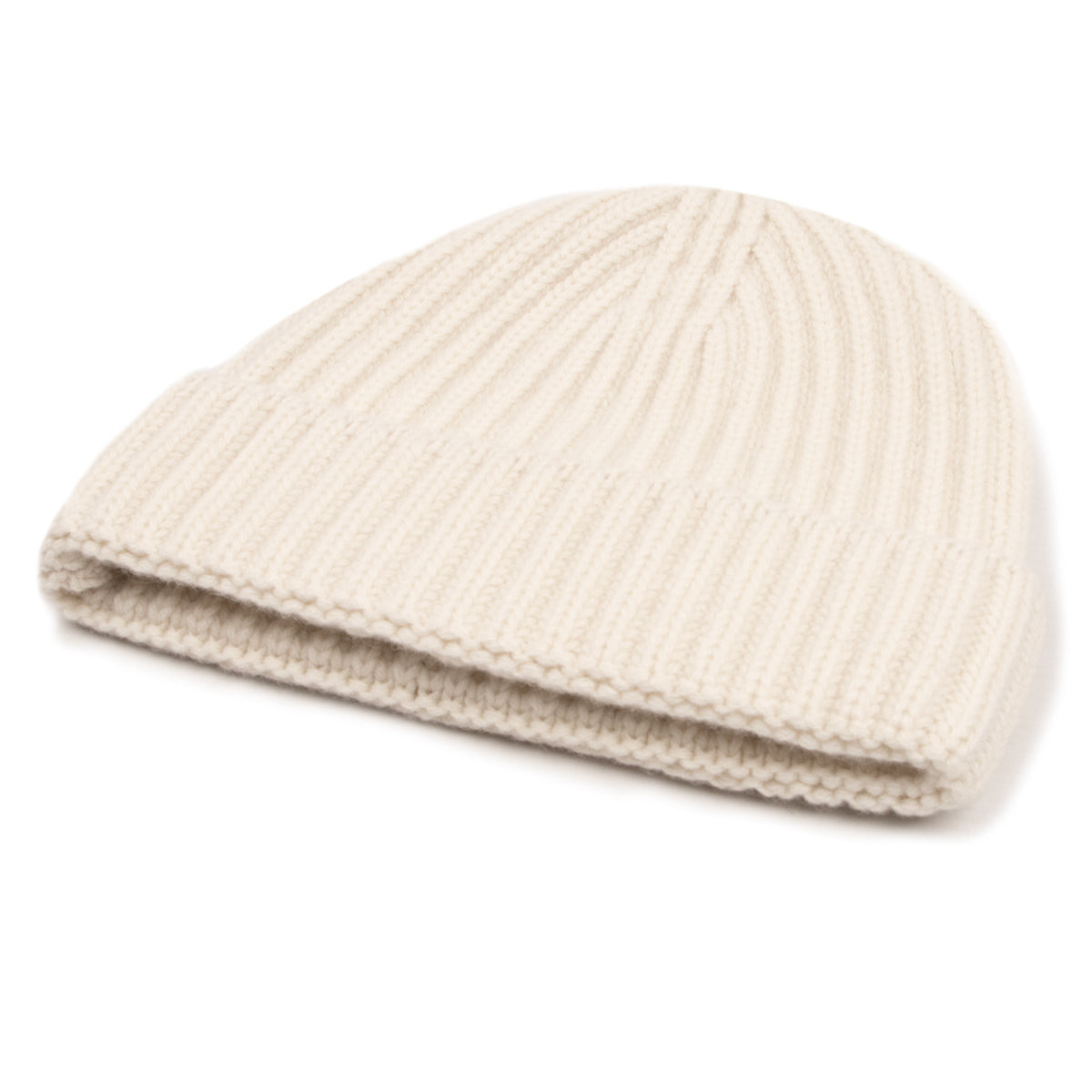 Fisherman Knit 8ply Cashmere Hat - White Undyed CAPS & HATS Robert Old