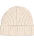 Fisherman Knit 8ply Cashmere Beanie Hat - White Undyed