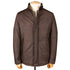 Brown Panelled Leather Hip-Length Coat LEATHERS Robert Old