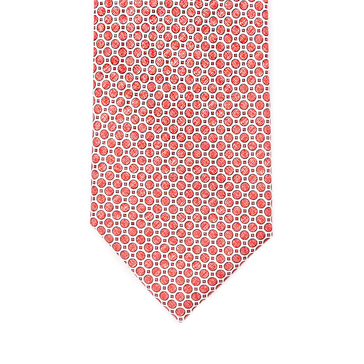 Red & White Circle Print Seven Fold 100% Silk Tie TIES/CRAVATS Robert Old