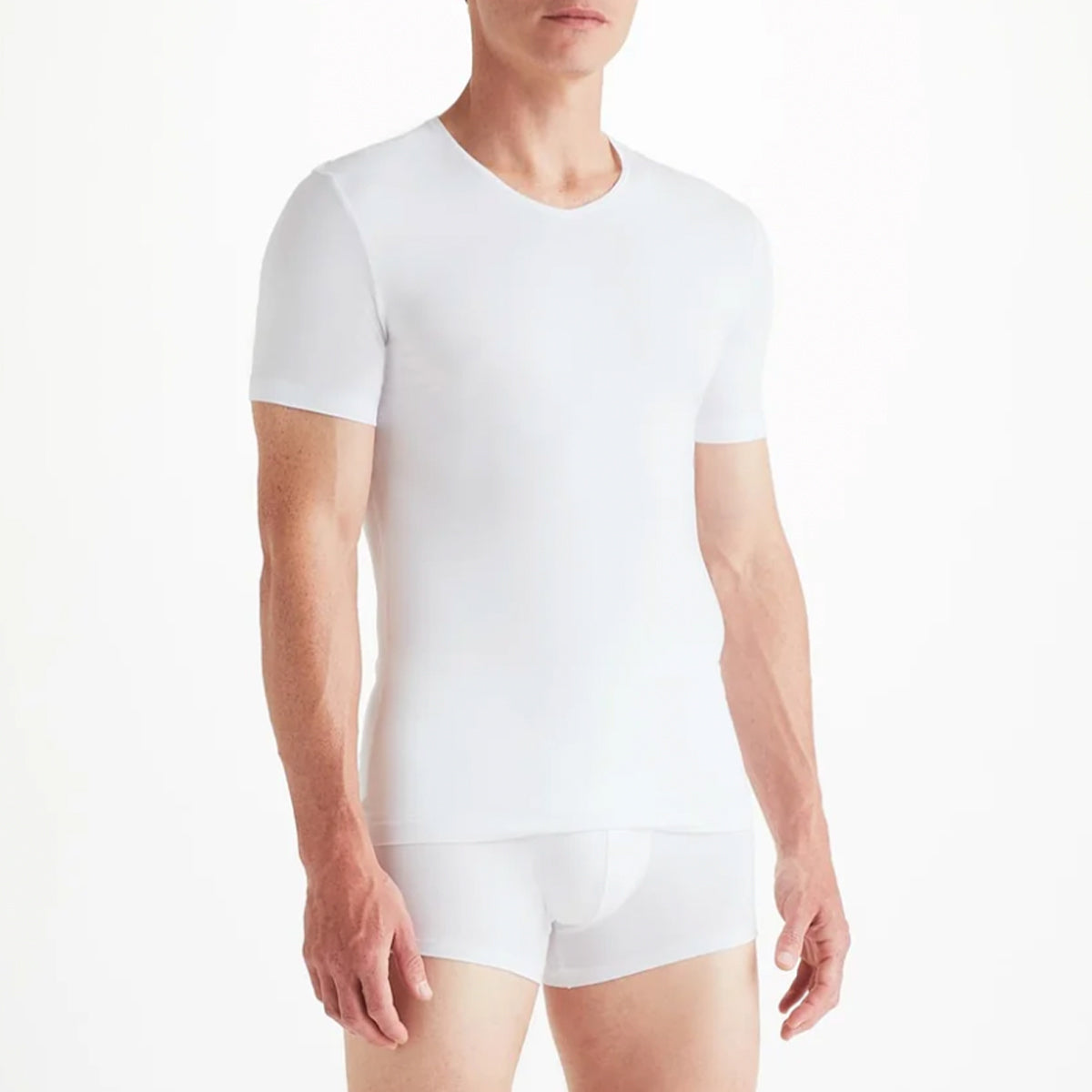 White Alex Micro Modal Stretch Underwear V-Neck T-Shirt UNDERWEAR Derek Rose