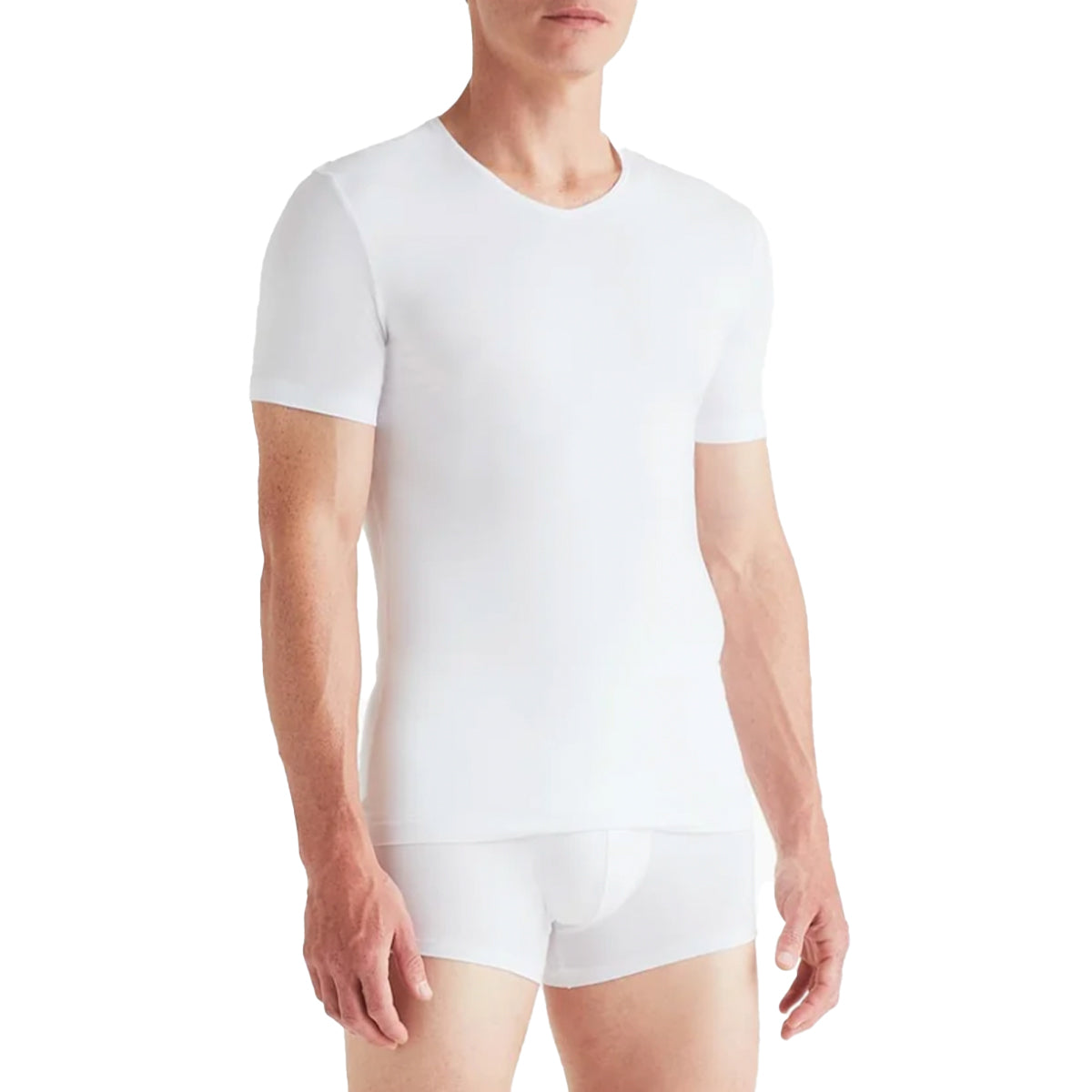 White Alex Micro Modal Stretch V-Neck T-Shirt UNDERWEAR Derek Rose