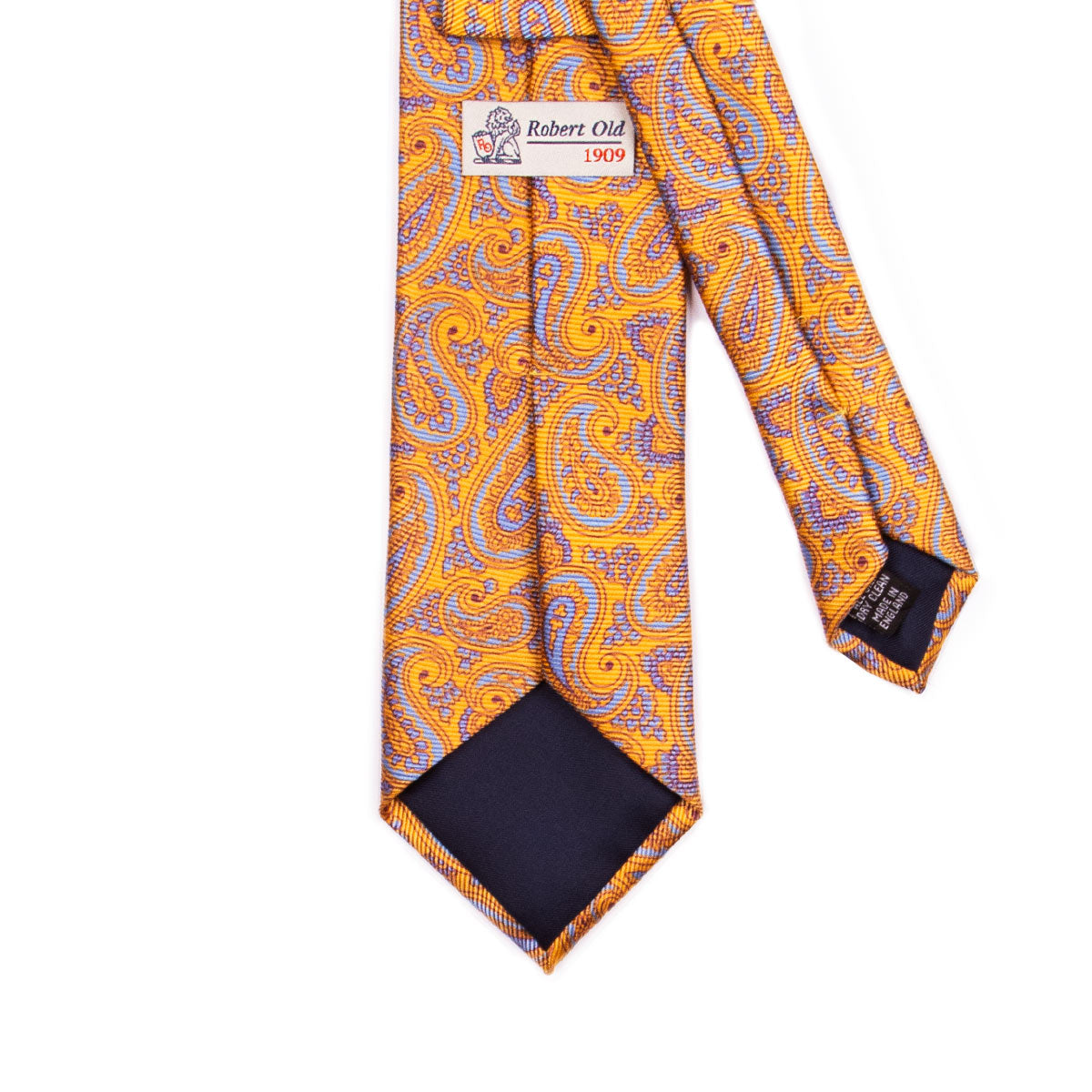 Orange & Blue Paisley Jaquard Print 100% Silk Tie TIES/CRAVATS Robert Old