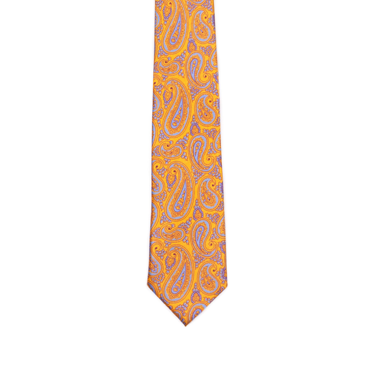 Orange & Blue Paisley Jaquard Print 100% Silk Tie TIES/CRAVATS Robert Old