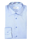 Blue Floral Trim Signature Twill Slim Fit Shirt  Eton   