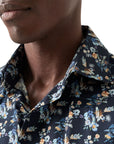 Navy Blue Floral Print Contemporary Fit Twill Shirt  Eton   