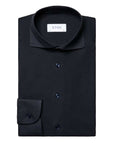 Navy Cotton Four-Way Stretch Long Sleeve Shirt  Eton   