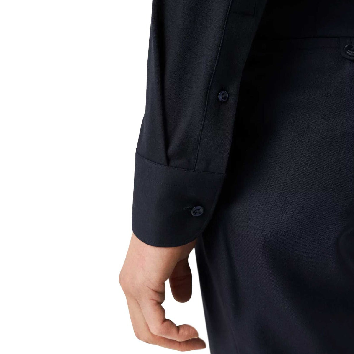 Navy Cotton Four-Way Stretch Long Sleeve Shirt  Eton   