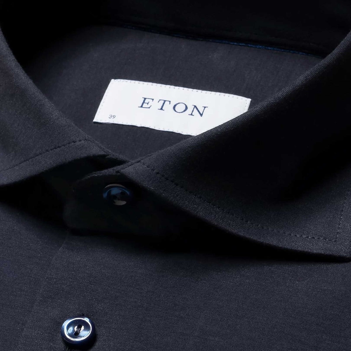 Navy Cotton Four-Way Stretch Long Sleeve Shirt  Eton   