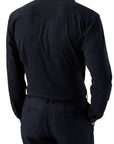 Navy Cotton Four-Way Stretch Long Sleeve Shirt  Eton   