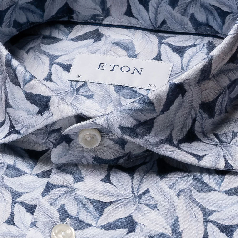 Palm Print Cotton Four-Way Stretch Shirt  Eton   