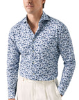 Palm Print Cotton Four-Way Stretch Shirt  Eton   