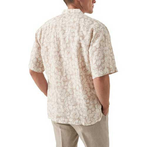 Brown Big Floral Linen Resort Shirt  Eton   
