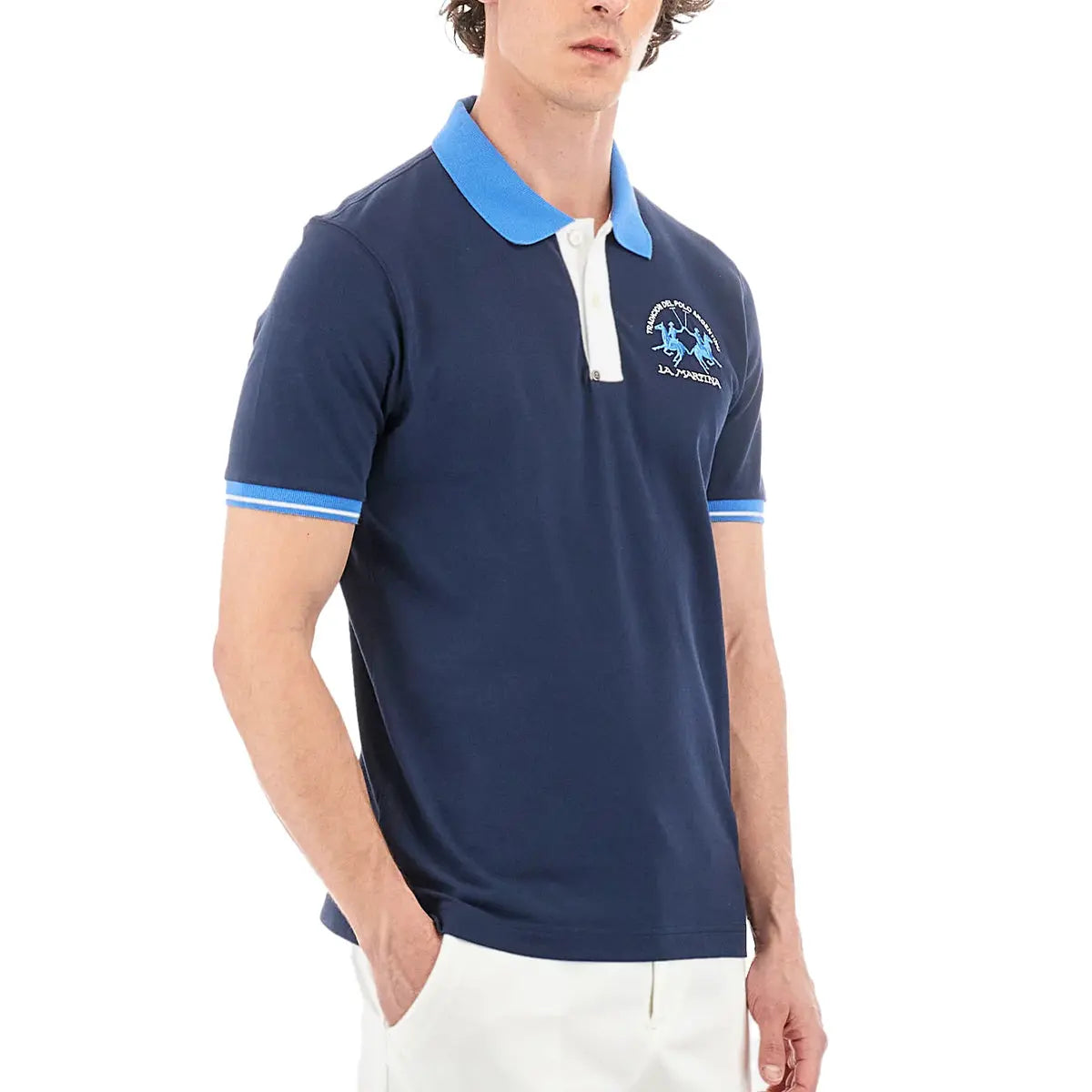 Navy Regular-fit Cotton Stretch Polo shirt S/S POLOS La Martina   