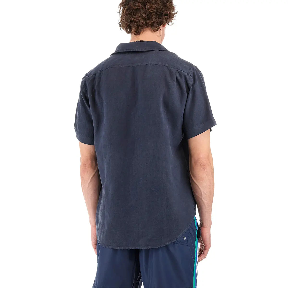 Navy Linen Short-sleeved Shirt S/S SHIRTS La Martina   