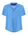 Campanula Blue Linen Short-sleeved Shirt S/S SHIRTS La Martina   