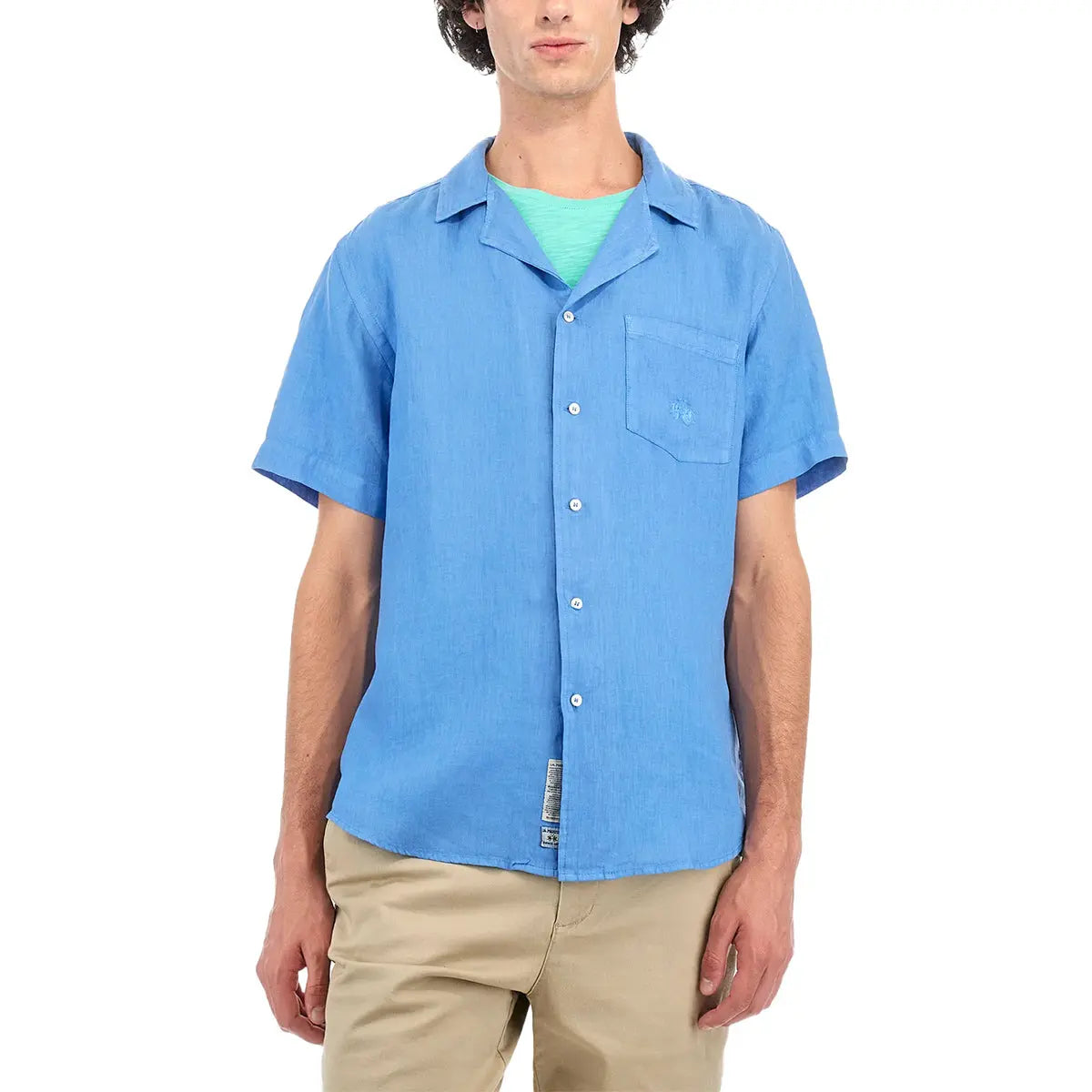 Campanula Blue Linen Short-sleeved Shirt S/S SHIRTS La Martina   