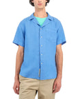 Campanula Blue Linen Short-sleeved Shirt S/S SHIRTS La Martina   