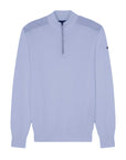 Light Blue Cotton Quarter Zip Neck Jumper Zip Neck Paul & Shark   