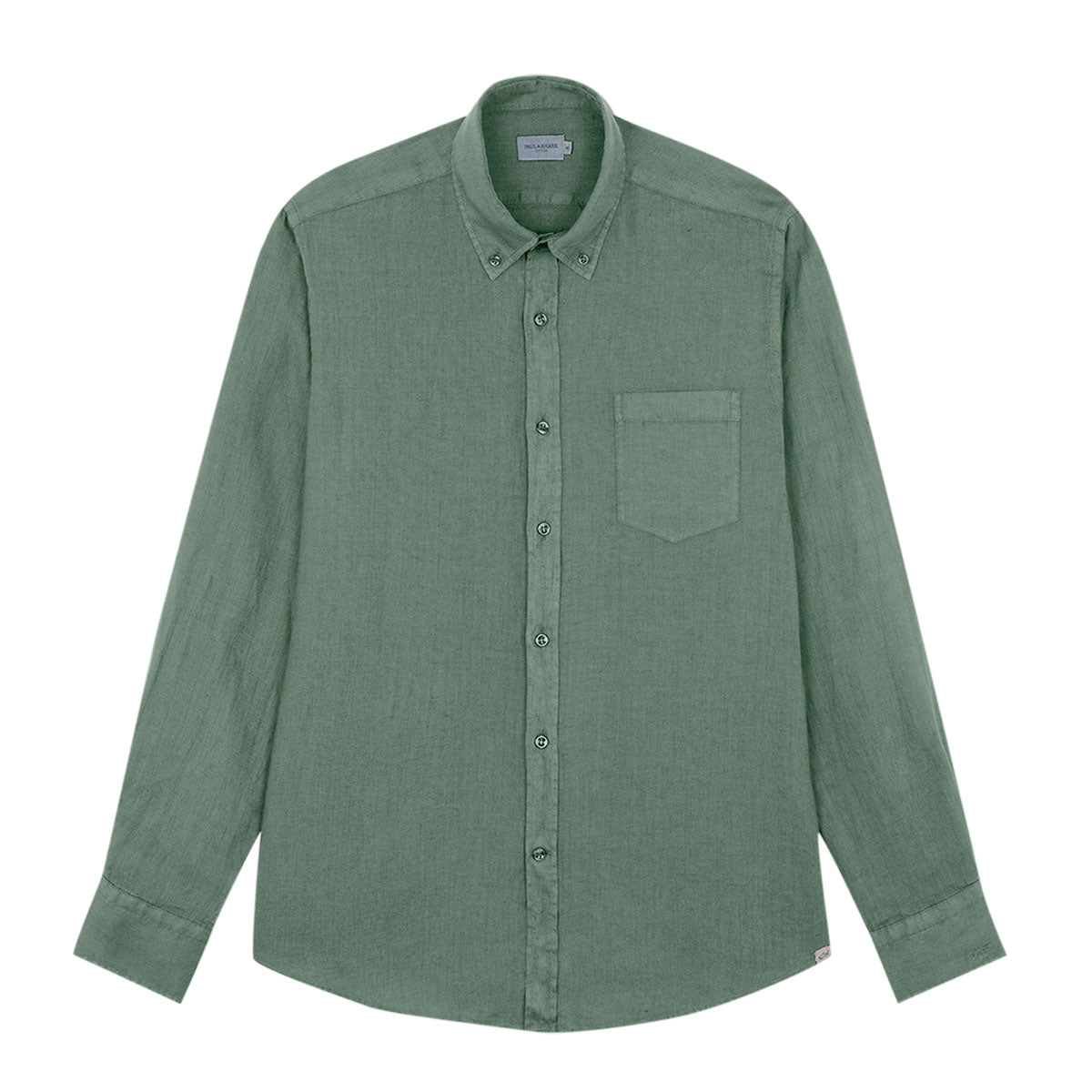 Olive Green Linen Long Sleeve Shirt L/S SHIRTS Paul &amp; Shark   