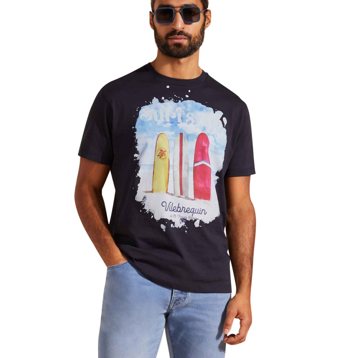 Navy ‘Surf’s Up’ Graphic T-shirt Short Sleeve Vilebrequin   