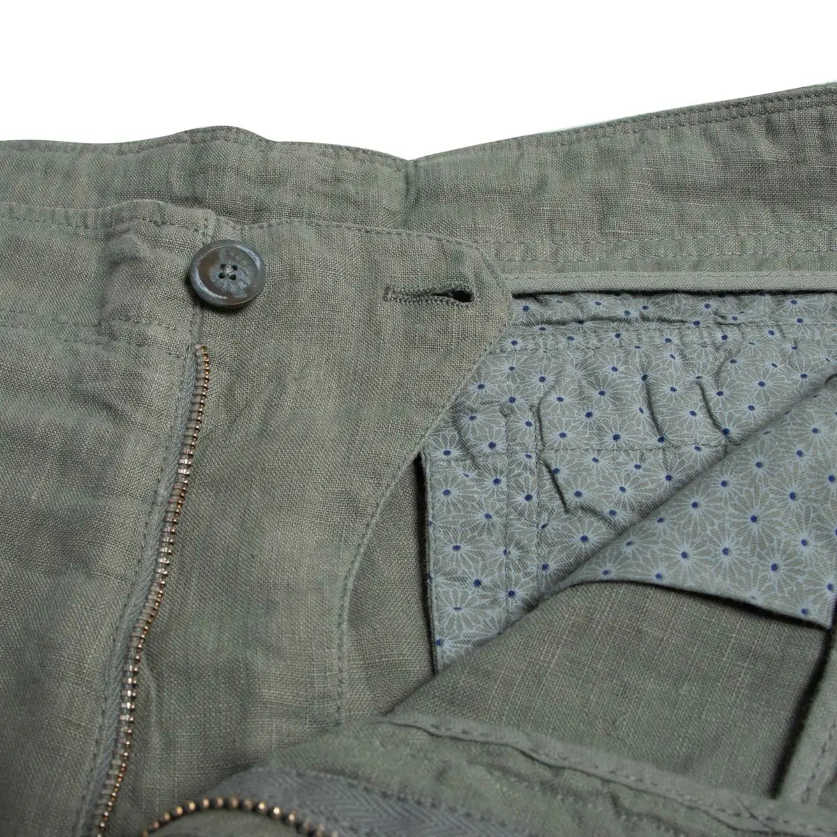 Khaki Green Linen Chino Shorts SHORTS FEDELI   
