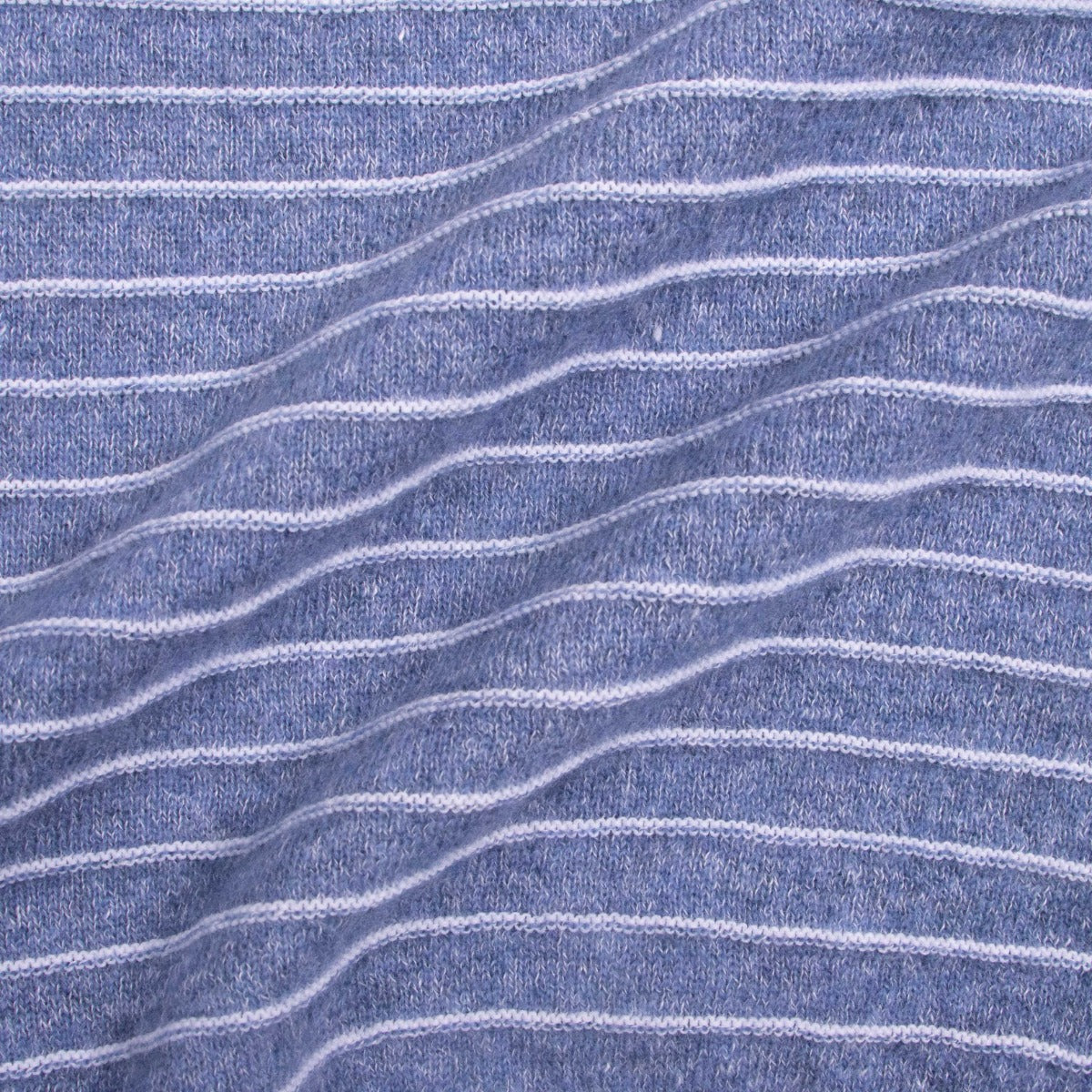 Striped Blue Cashmere Linen Crewneck Sweater  FEDELI   