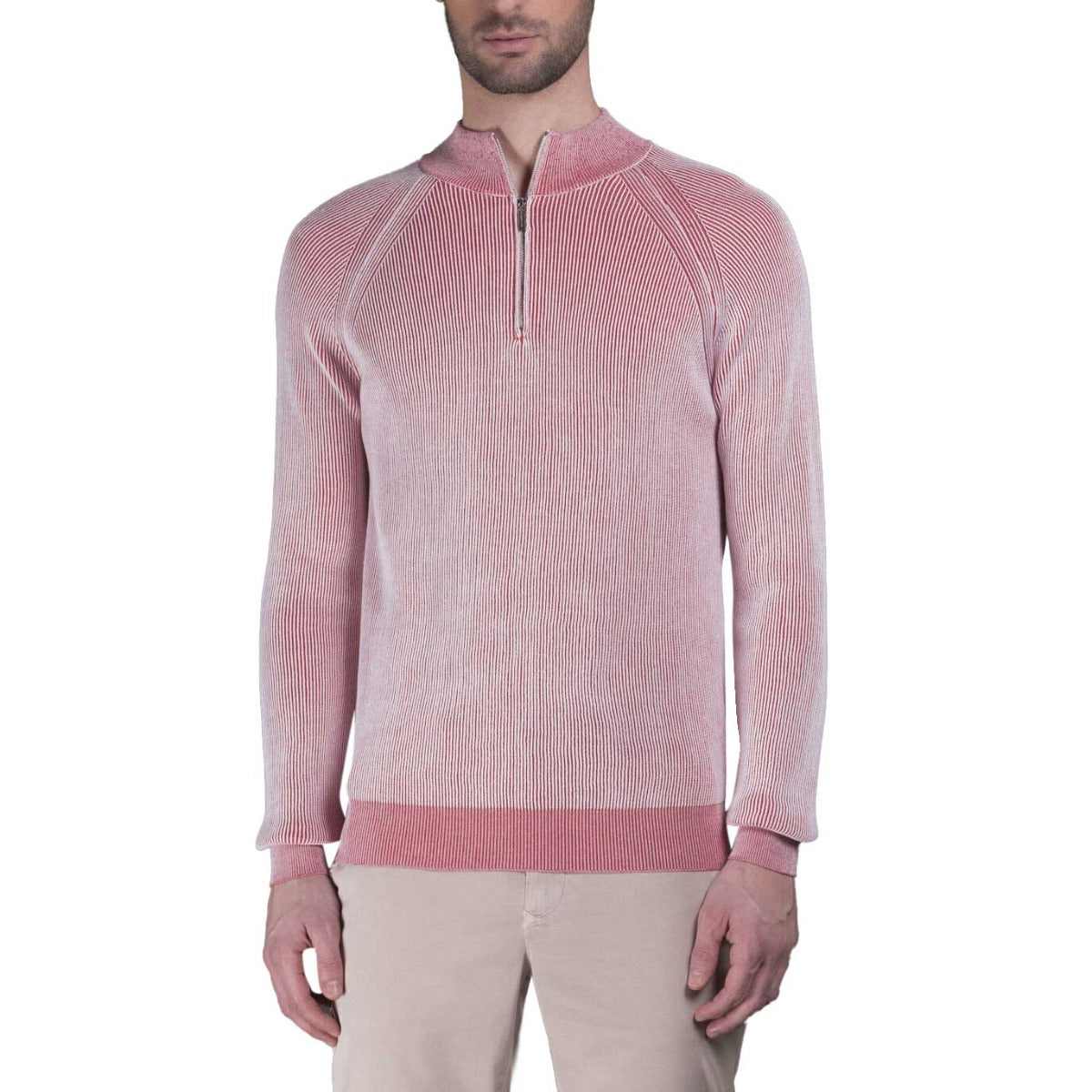 Pink ‘Fedro’ Knit Zip Neck Sweater Zip Neck Moorer   
