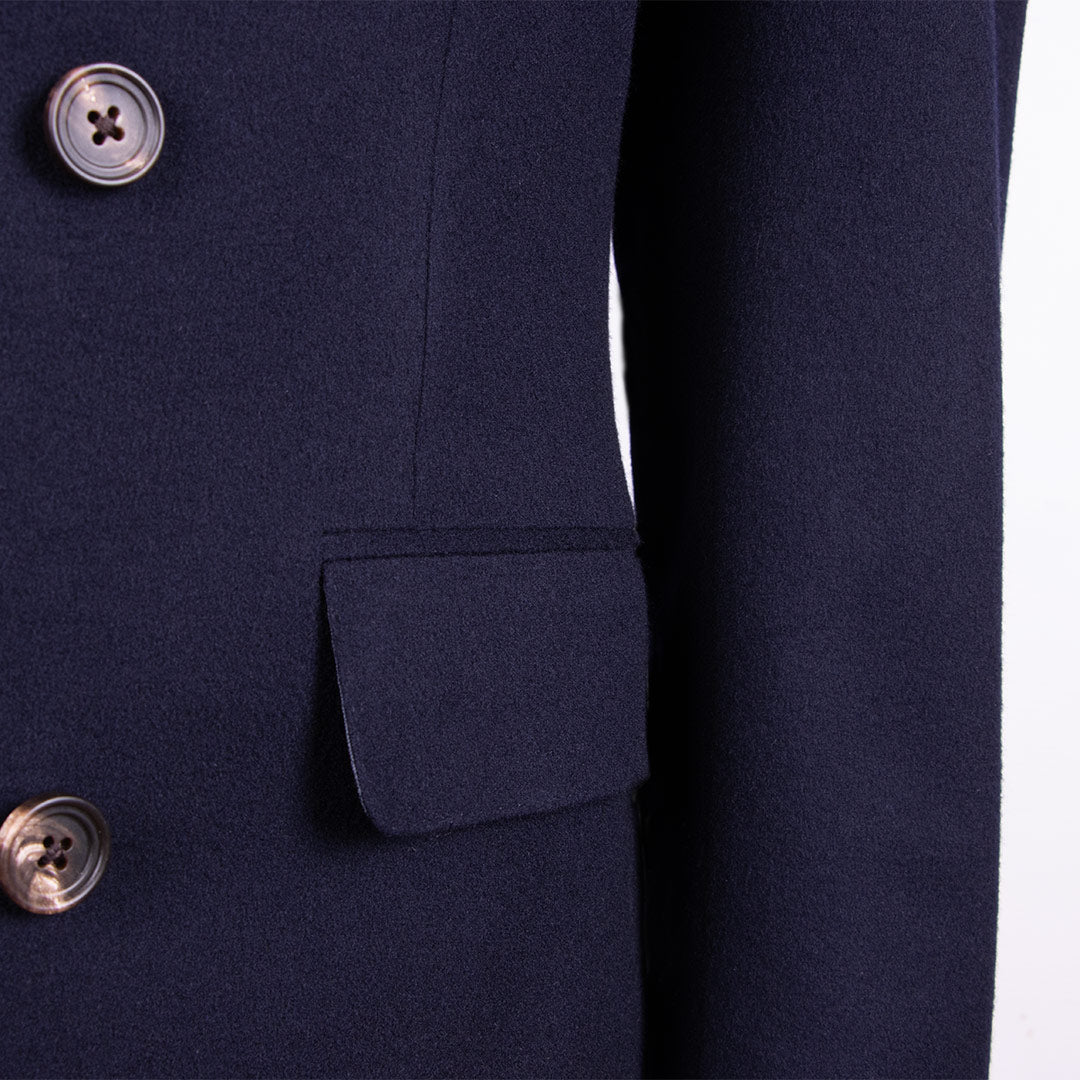 Navy Wool &amp; Cashmere Double-Breasted Jacket