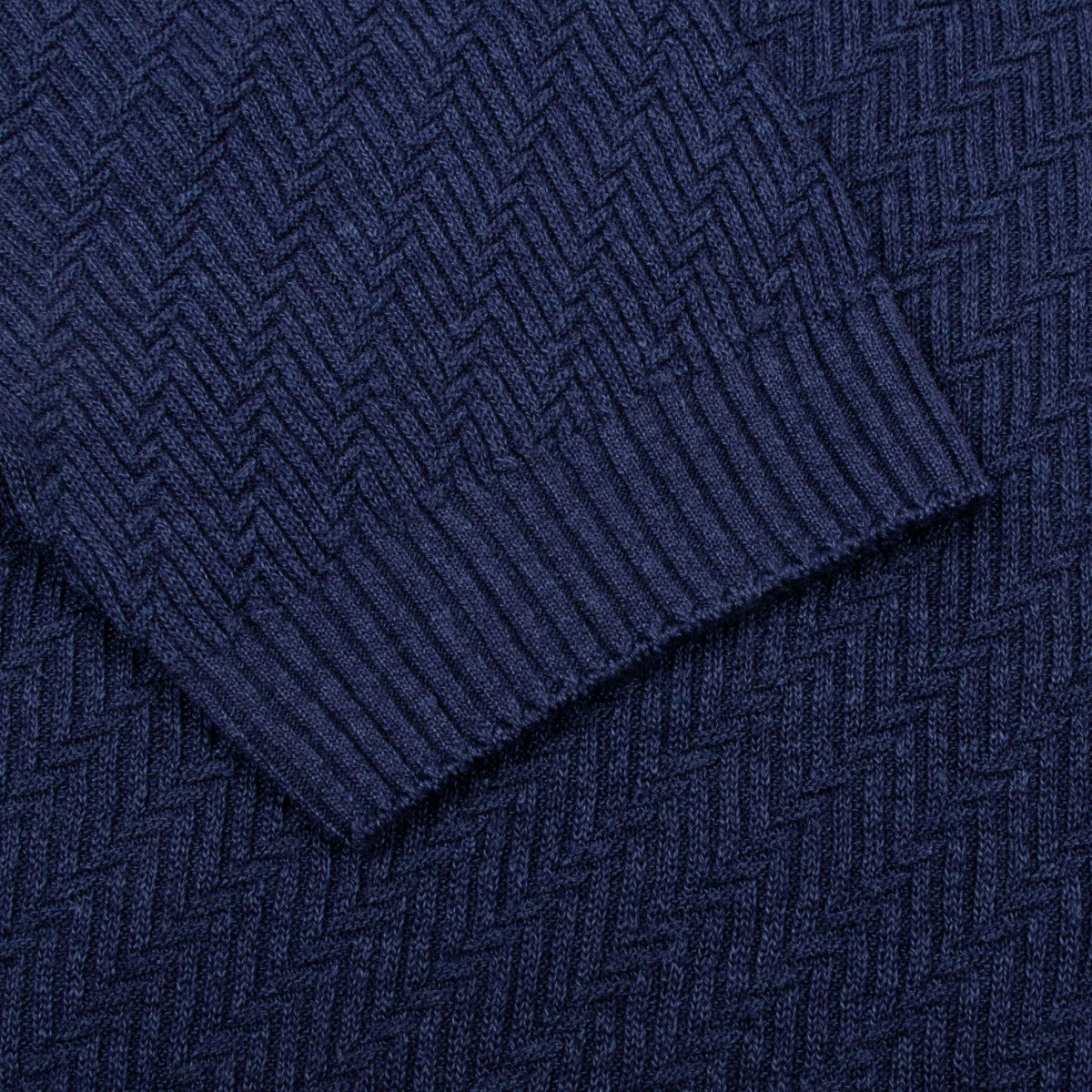 Navy Chevron Knit Short Sleeve T-shirt  Gran Sasso   