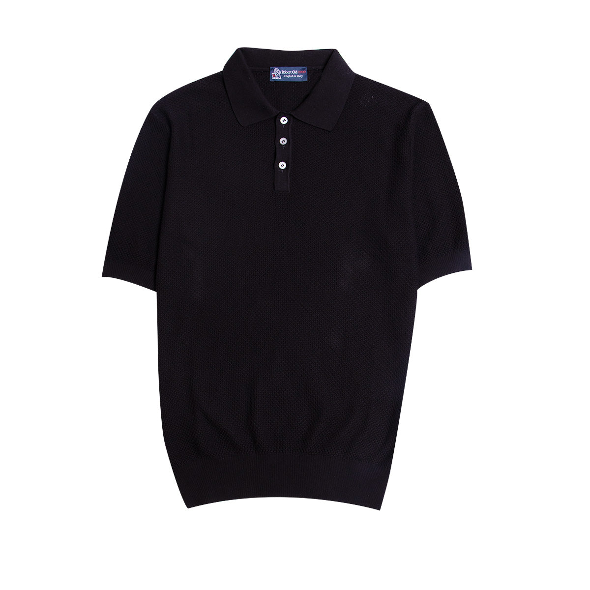 Black 100% Cotton Knit Short Sleeve Polo Shirt S/S POLOS Gran Sasso   
