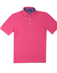 Raspberry Red 100% Cotton Short Sleeve Polo Shirt  Robert Old   